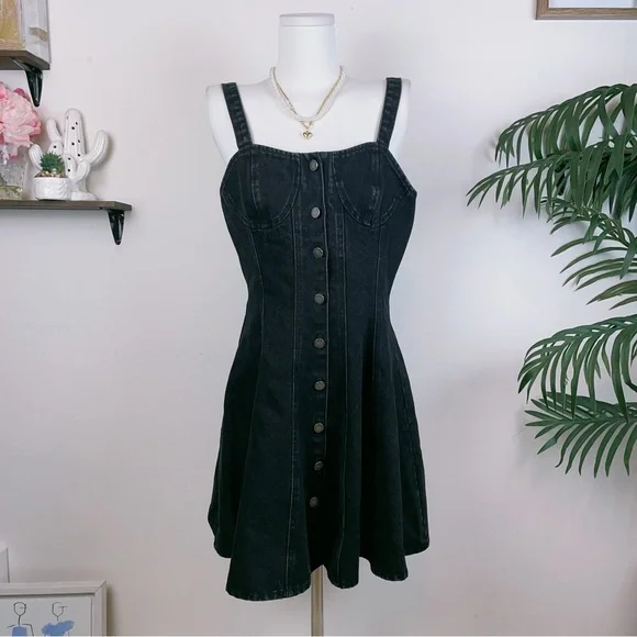 En Saison Cyprus Denim Mini Dress Washed Black - Picture 2 of 7